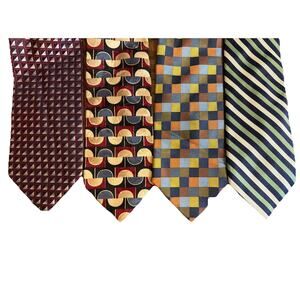 Men's Silk ties Lot Of 4 Jos A Bank Chaps Giro Go Brutuni Pronto Uomi 100% Silk